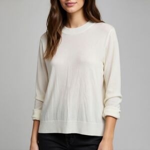 Liz Claiborne White Mockneck Ribbed Knit Sweater Cuffed Pullover Size XL